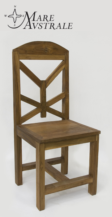 Krzesło wykonane ze starego drewna tekowego, woskowane